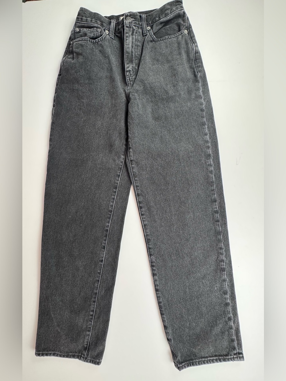 Madewell Baggy Straight Washed Black Relaxed Jeans 26